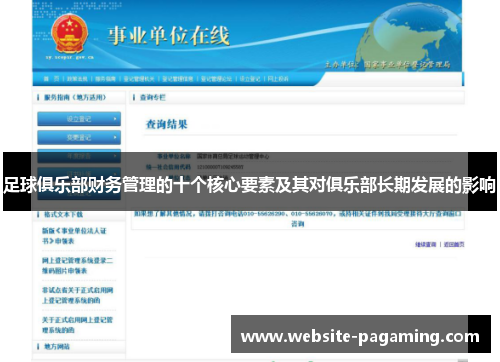 足球俱乐部财务管理的十个核心要素及其对俱乐部长期发展的影响